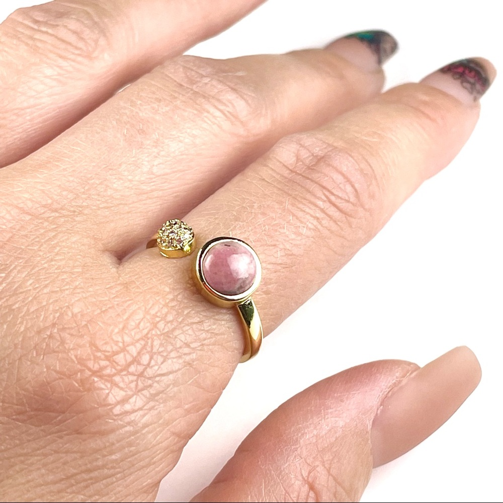 Natural Gemstone Adjustable Cuff Wrap Ring - image 3
